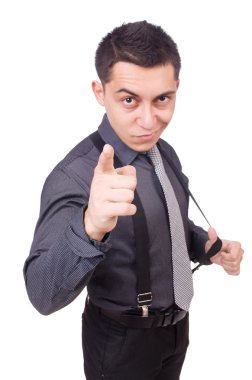 Bir genç adam giyen takım elbise