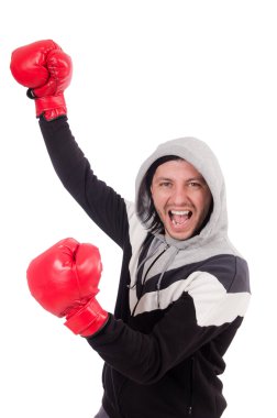 Beyaz tenli komik boksör.