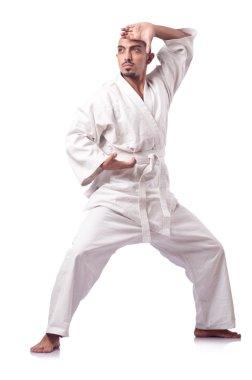 karate avcı üzerinde beyaz izole