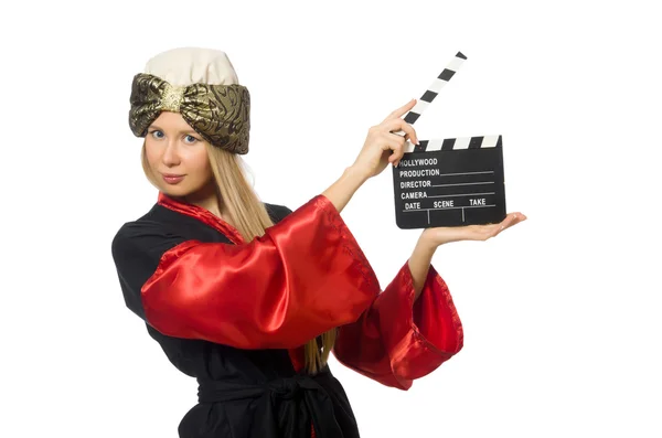 Female magician isolated on white — Stock Photo, Image