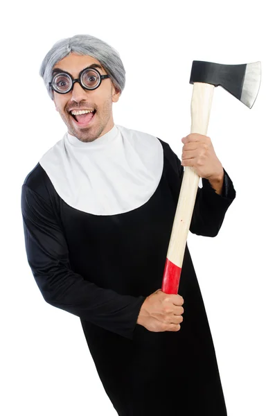 Young man dressed as nun — Stock Photo, Image
