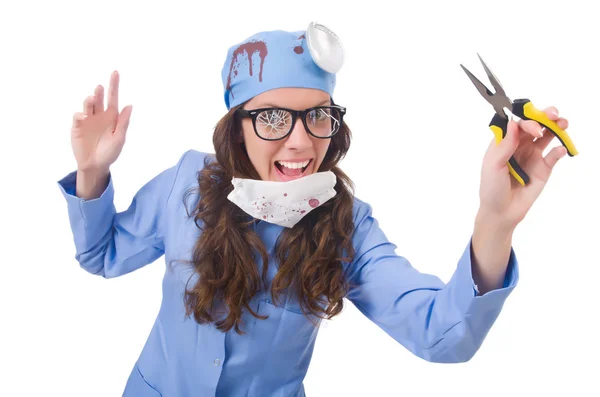 Femme jeune médecin isolé sur blanc — Photo