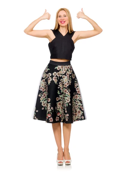 Kvinna i blommig mörk kjol — Stockfoto