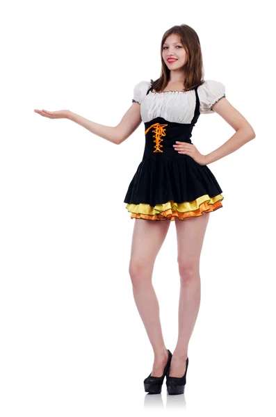 Girl in bavarian costume isolated on white — Stock Photo, Image