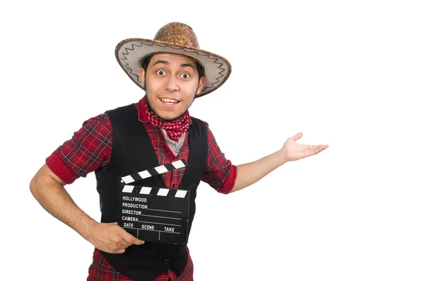 Jovem cowboy isolado no branco — Fotografia de Stock