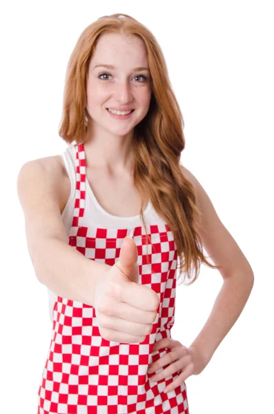 Young cook female thumb up — Stock Photo, Image