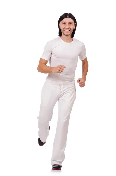 A man in white sportswear isolated on white — Stock Photo, Image