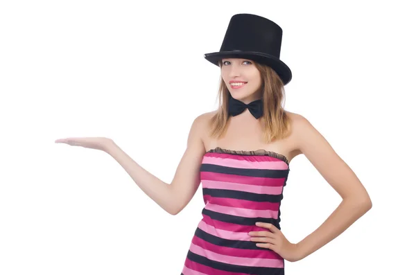 A young woman with hat isolated on white — Stock Photo, Image