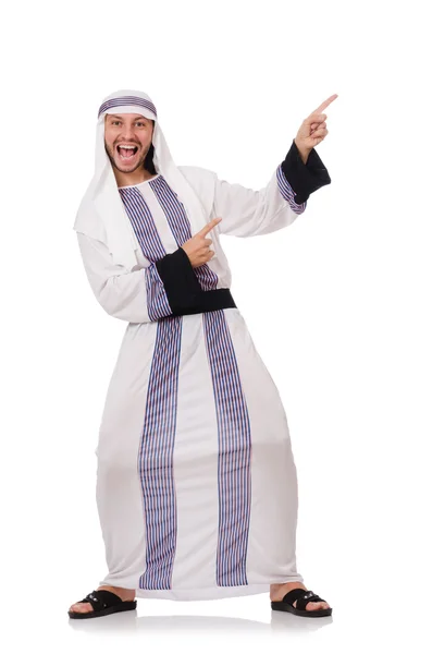 Concept avec homme arabe isolé sur blanc — Photo