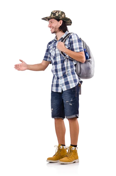 Junger Reisender mit Rucksack — Stockfoto