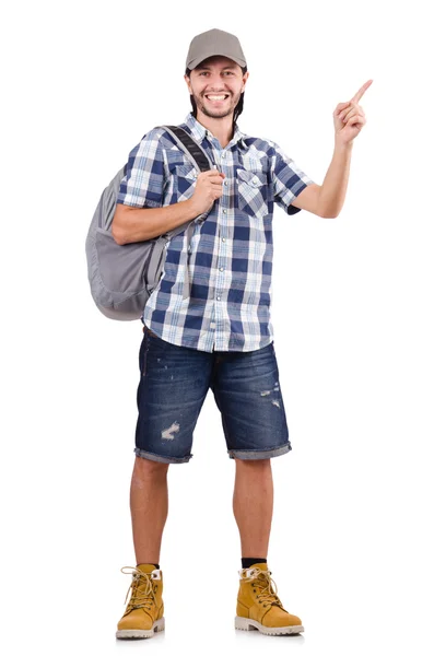 Jeune voyageur avec sac à dos — Photo