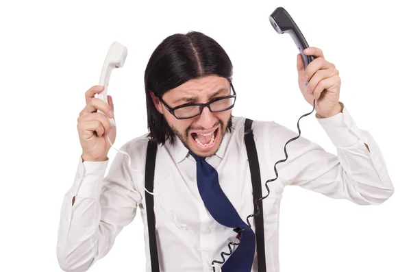 Homem de negócios irritado com telefone — Fotografia de Stock