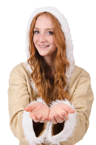 Eskimo meisje dragen van kleding van alle bont — Stockfoto