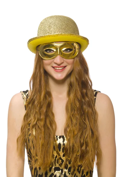 Flicka i gyllene mask — Stockfoto