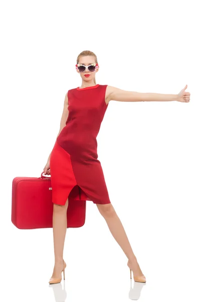 Young woman in red dress — Stock Photo, Image