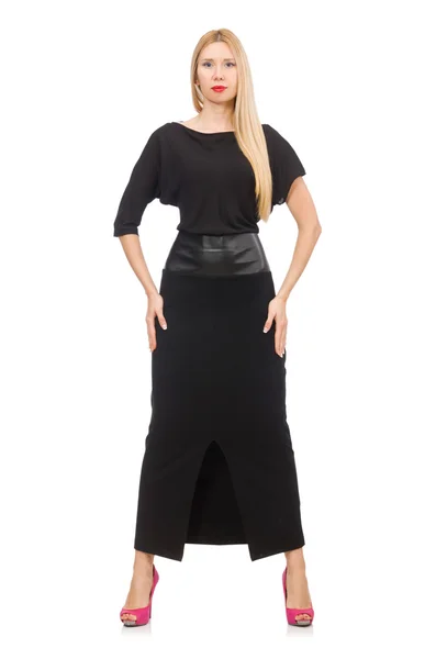 Woman in black long dress — Stock Photo, Image