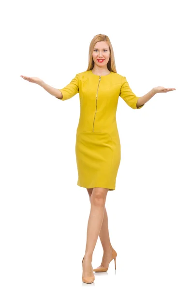 Bella ragazza in abito giallo — Foto Stock