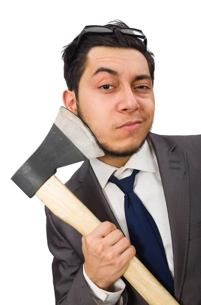 Ung affärsman holding ett verktyg — Stockfoto