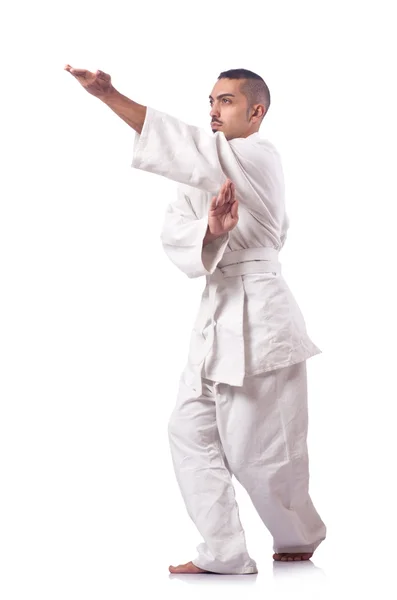 Luchador de karate aislado en el blanco — Foto de Stock