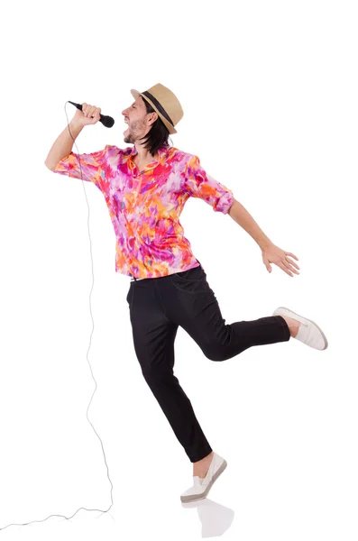 Homem de camisa colorida isolado em branco — Fotografia de Stock