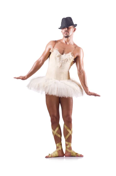 Hombre en tutú bailando ballet — Foto de Stock