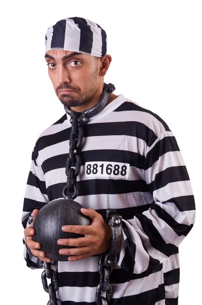 Prison inmate isolated on the white — Stock Photo, Image