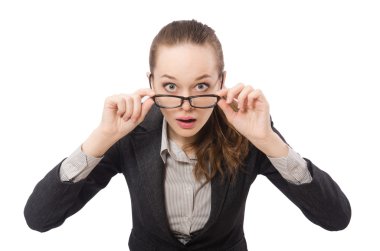 Beyaz tenli, çalışan kadın.