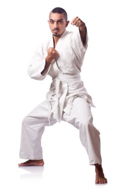 karate avcı üzerinde beyaz izole