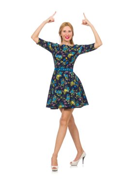 Koyu mavi çiçek içinde kadın