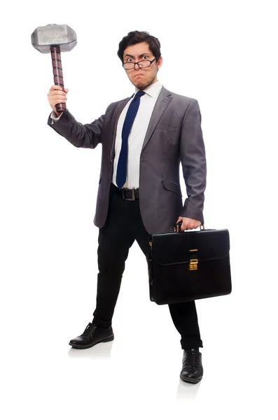 Business man holding hammer — Stock Photo, Image