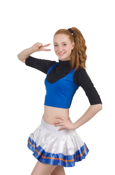 Graziosa cheerleader su bianco — Foto Stock