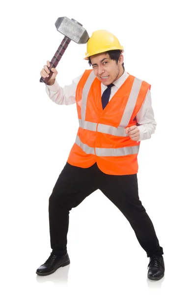 Construction worker with hammer — Stock Photo, Image