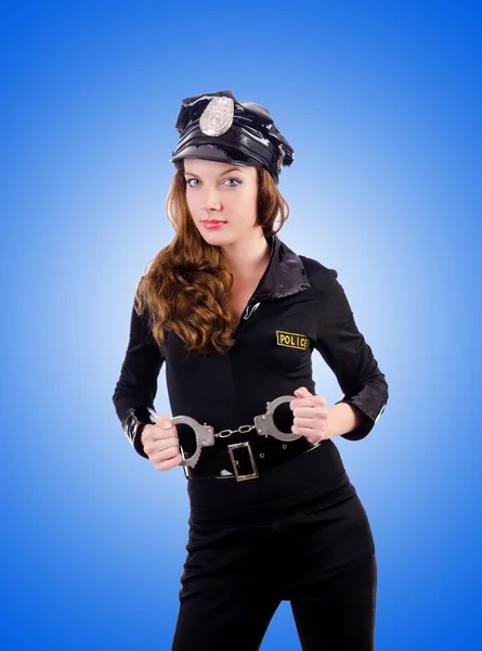 Woman police with handcuffs — Stock Photo, Image