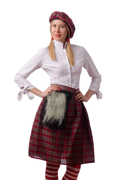 Woman in traditional scottish clothing — Stock Photo, Image