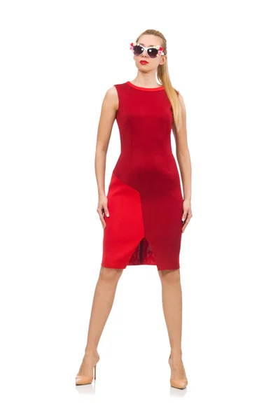 Młoda kobieta w czerwonej sukience — Zdjęcie stockowe