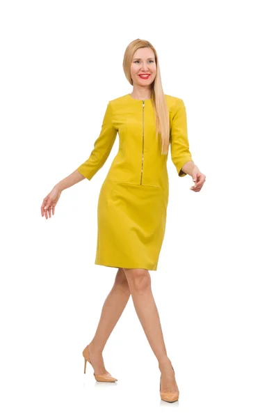 Sarı elbiseli güzel kız — Stok fotoğraf