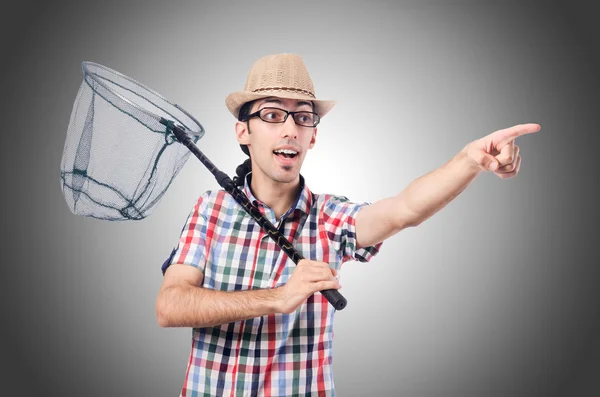 Gardener with net against the gradient — Stock Photo, Image