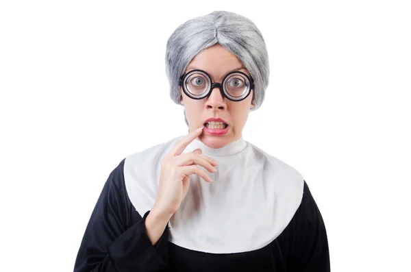 Comic nun isolated on white — Stock Photo, Image