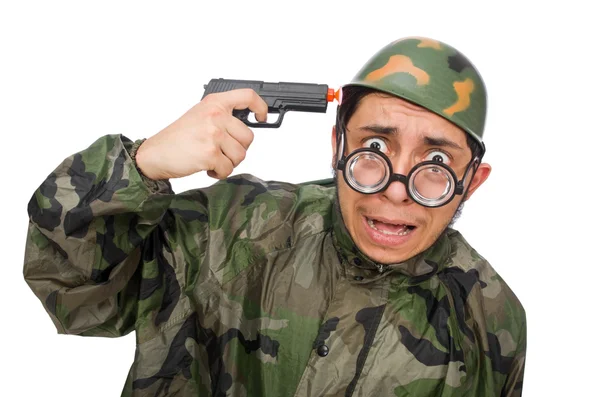 Military man with a gun — Stock Photo, Image