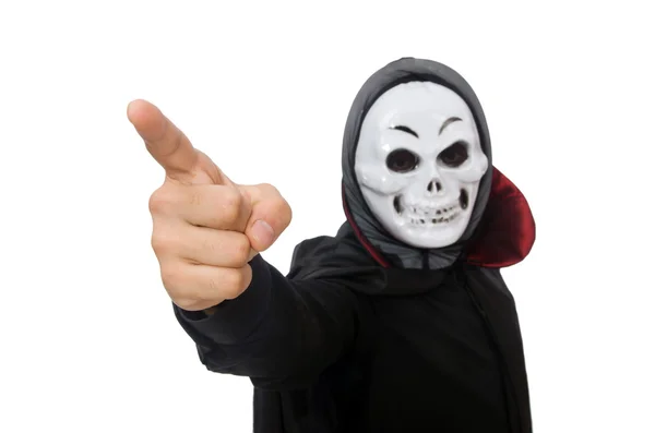 Man in horror costume with mask isolated on white — Stock Photo, Image