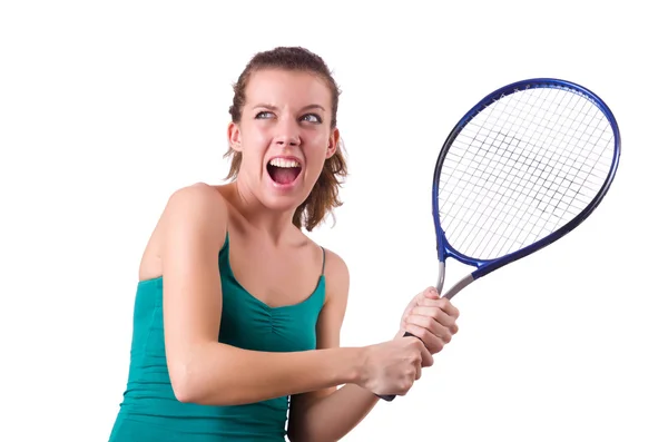 Femme Joueuse de tennis isolée sur blanc — Photo