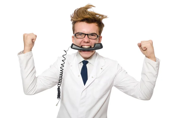 Divertido médico aislado en blanco — Foto de Stock