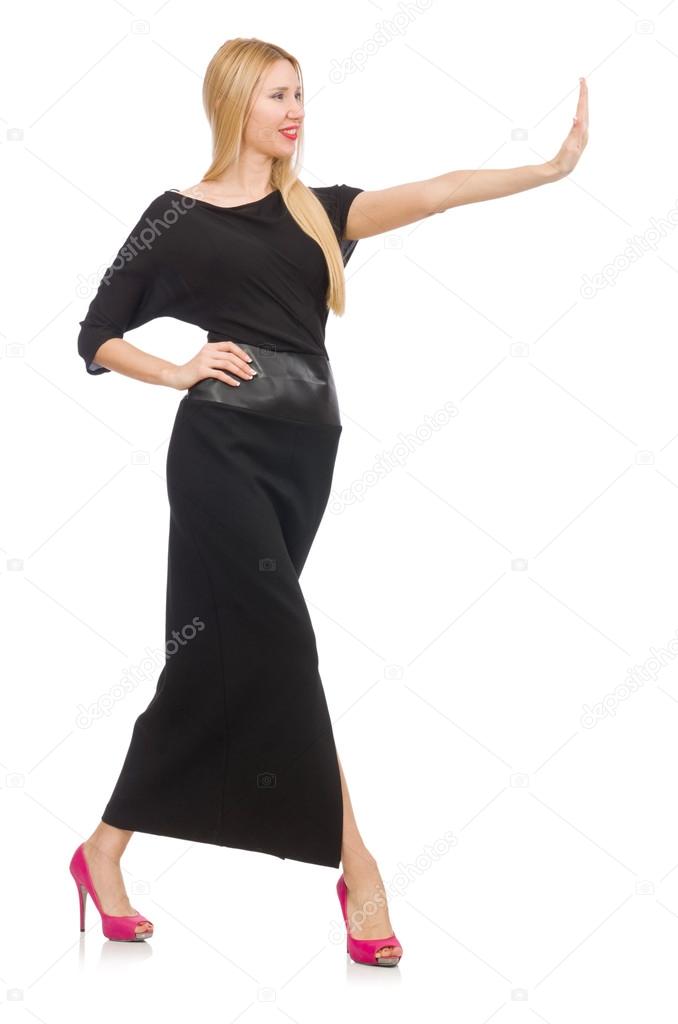 vrouw in lange zwarte jurk — stockfoto © elnur_ #72084785