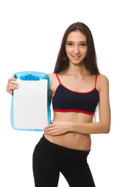 Spor takım elbiseli kız, beyaz tenli.