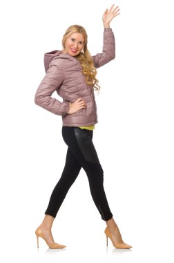 Beyaz ceketli güzel kız.