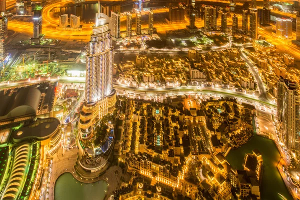 Panorama of night Dubai during sunset — Stock Photo, Image