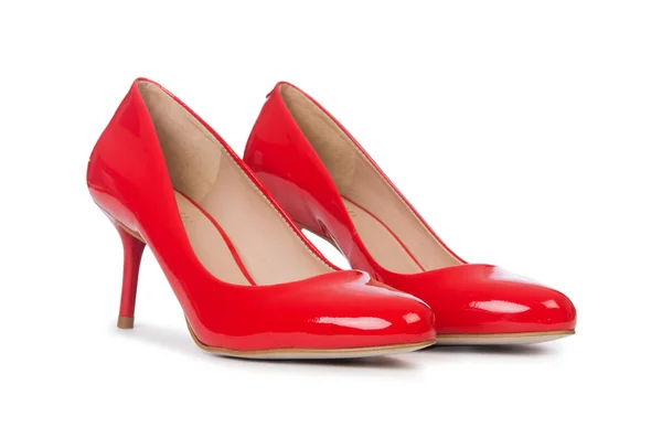 Chaussures femme rouge isolées sur le fond blanc — Photo