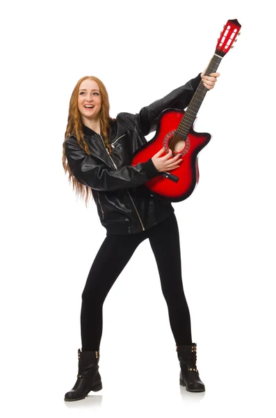 Linda chica con guitarra — Foto de Stock