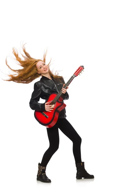 Flot pige med guitar - Stock-foto