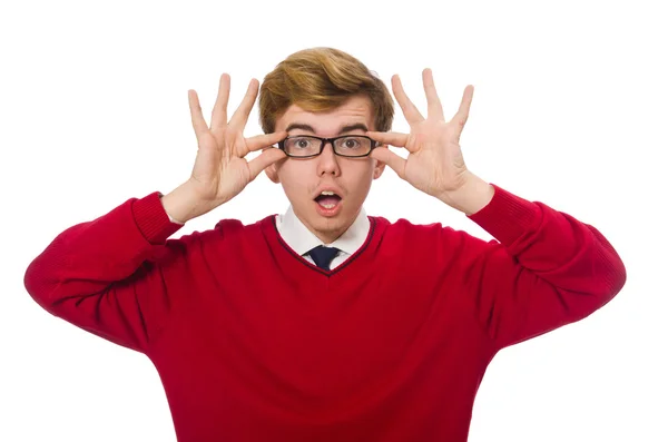 Étudiant isolé sur blanc — Photo